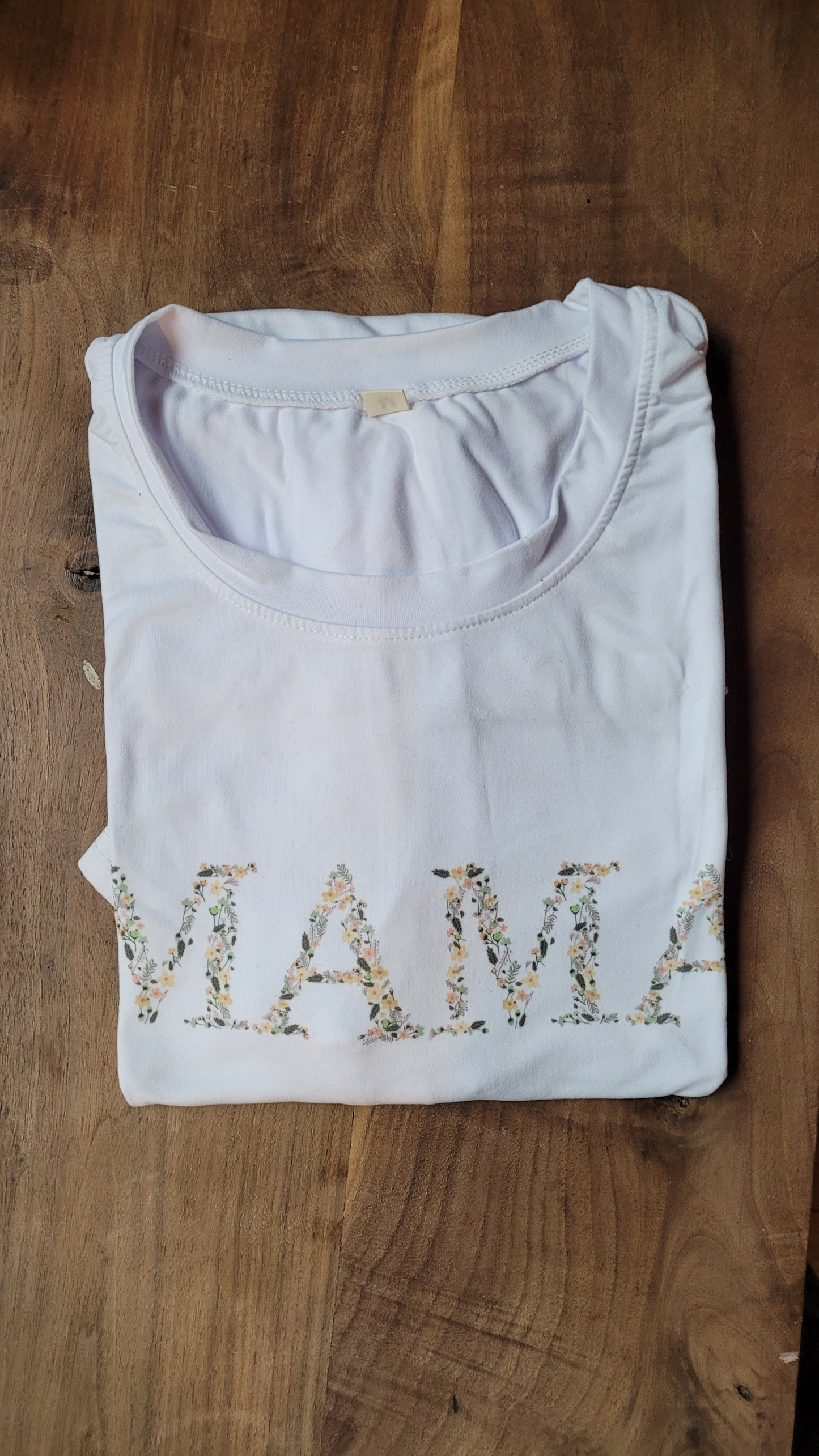 T-shirt medium (blanc), MAMA fleuri