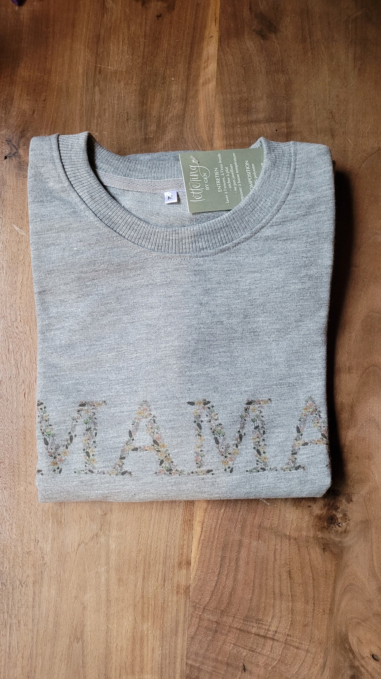 Crewneck small (gris), MAMA fleuri