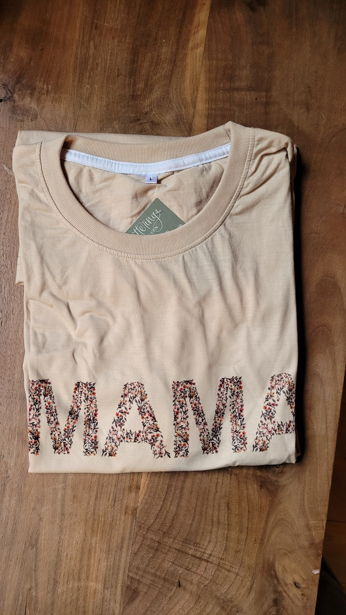 T-shirt large (beige), MAMA fleuri