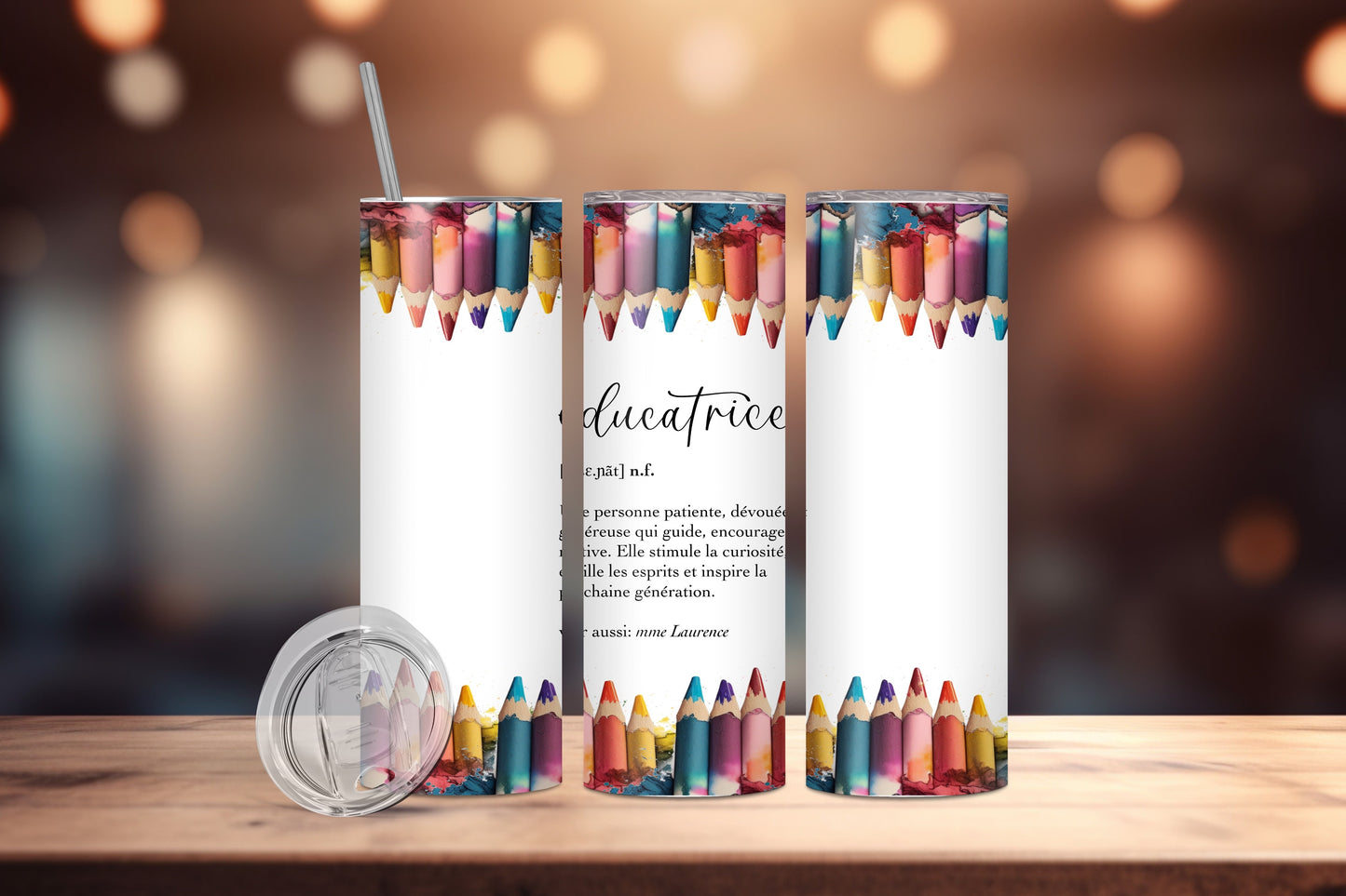 Crayons de couleur, définition enseignant-e ou éducateur-trice avec nom