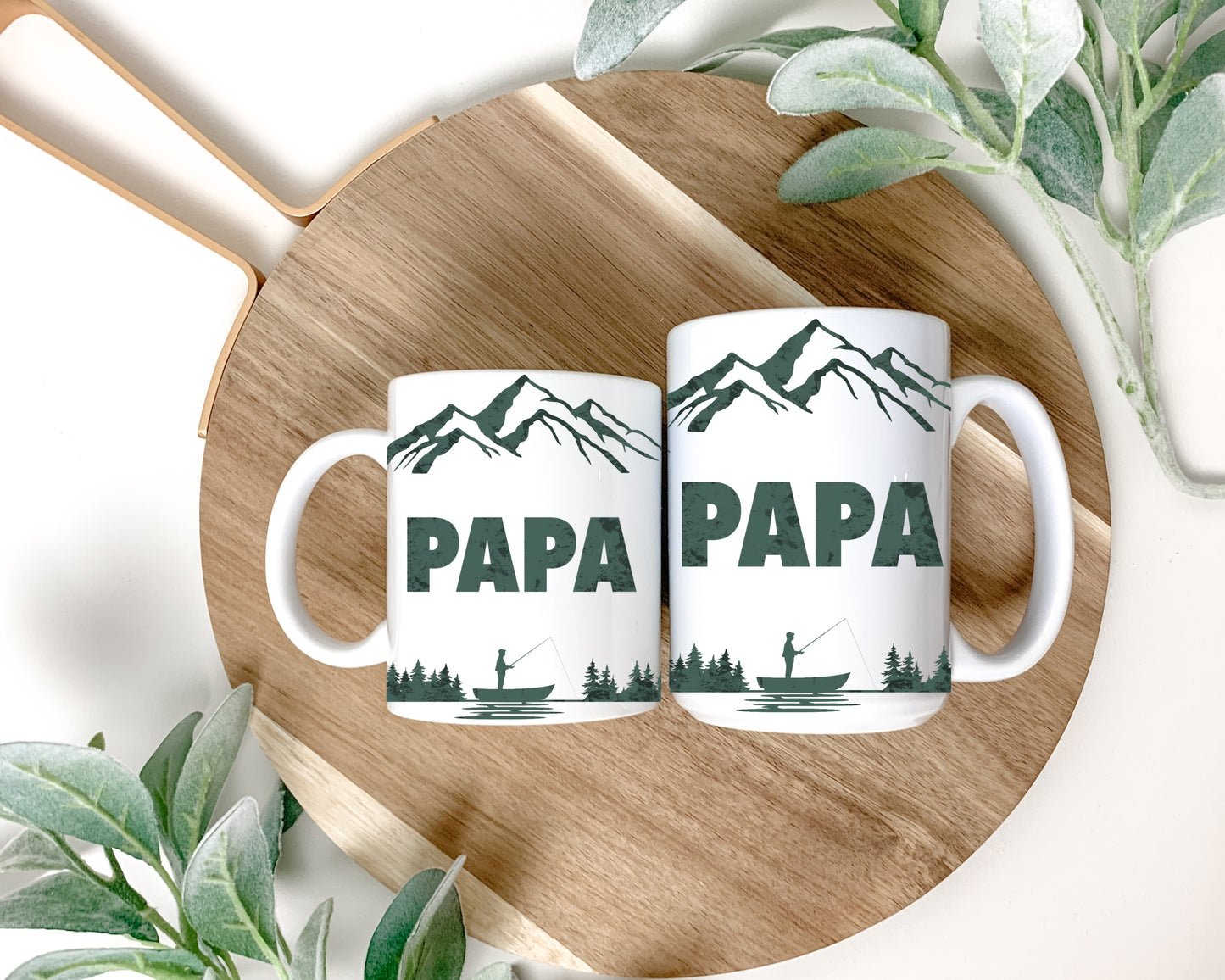 Papa, pêche, lac et montagnes